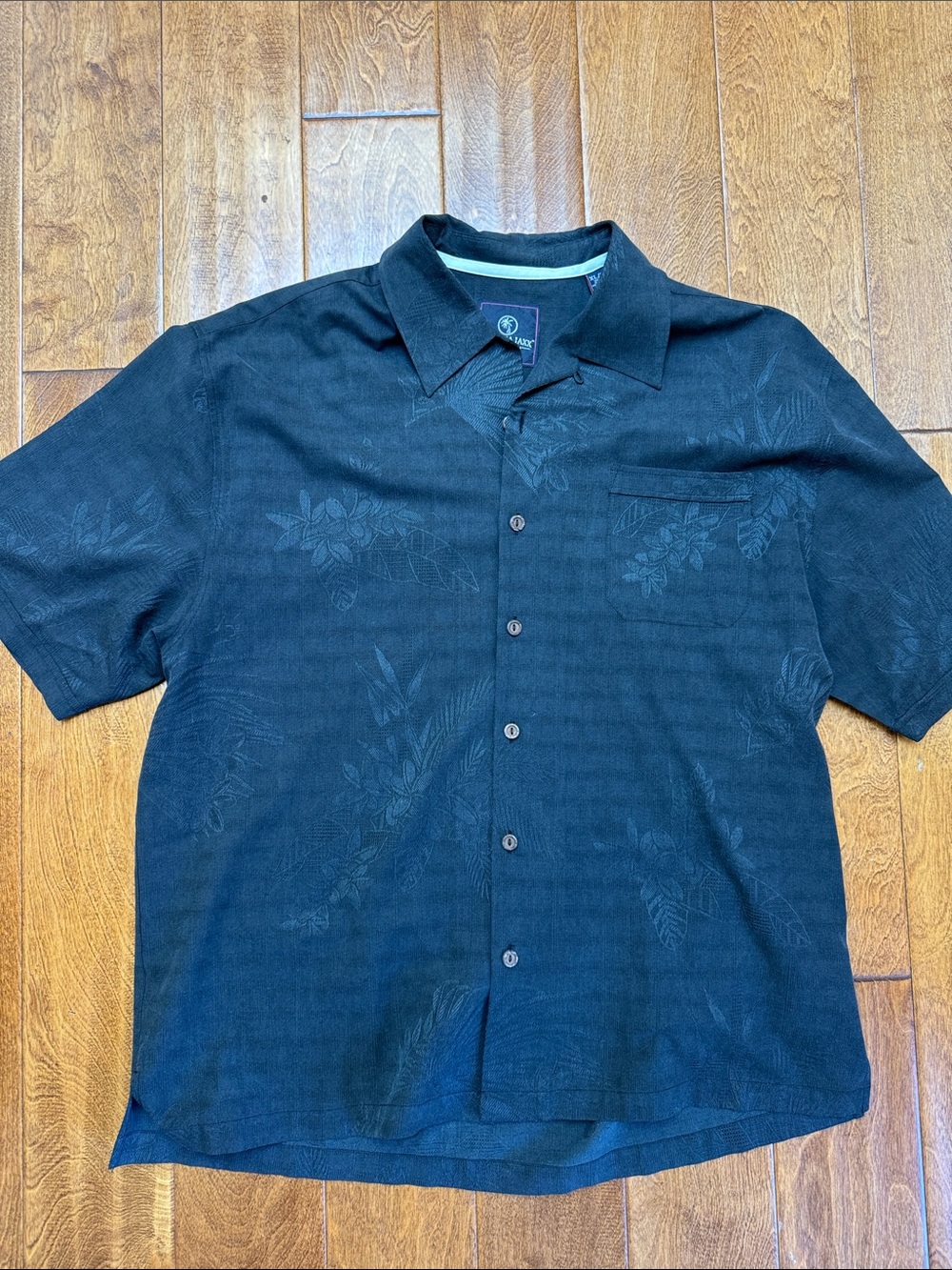 Men's Jamaica Jaxx Silk Hawaiian Black Short-Sleeve Button-Up Shirt